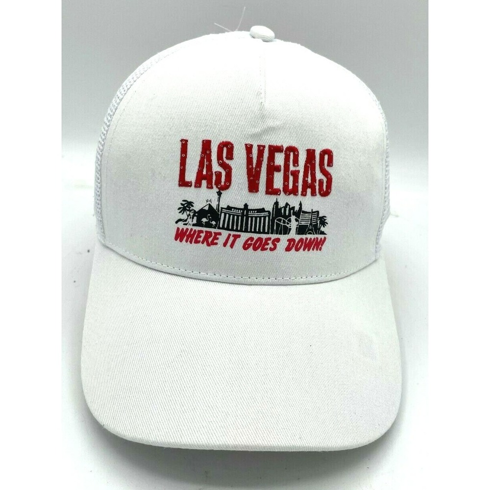 Las Vegas Light Up Souvenir White Mesh Trucker Hat American Eagle